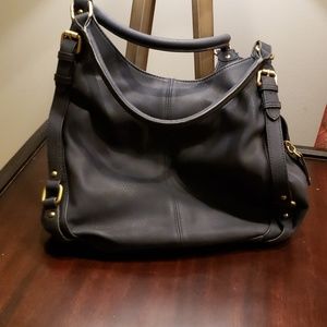 Navy Vegan leather satchel